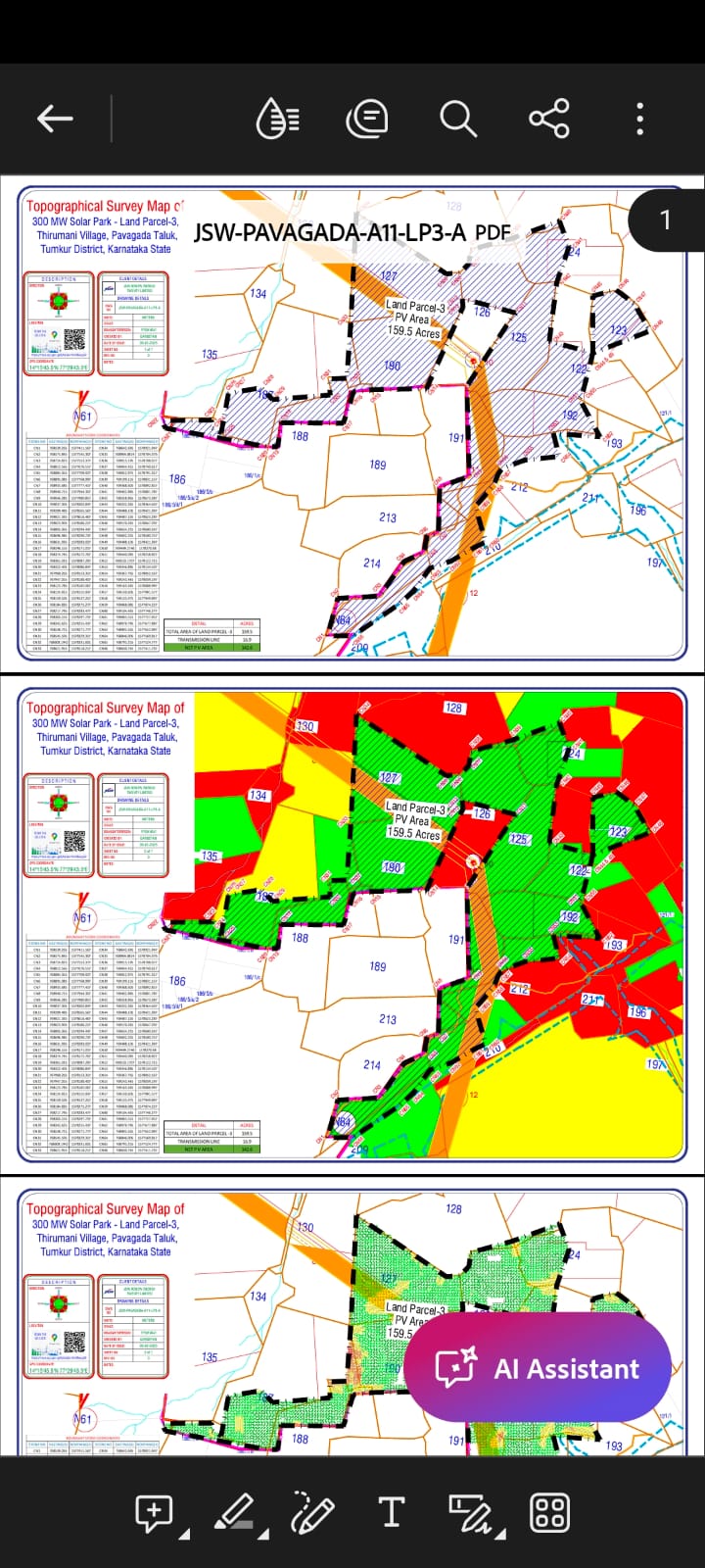 300 MW Solar Park — Land Parcel-3 — Topographical Survey + Cadastral Overlay